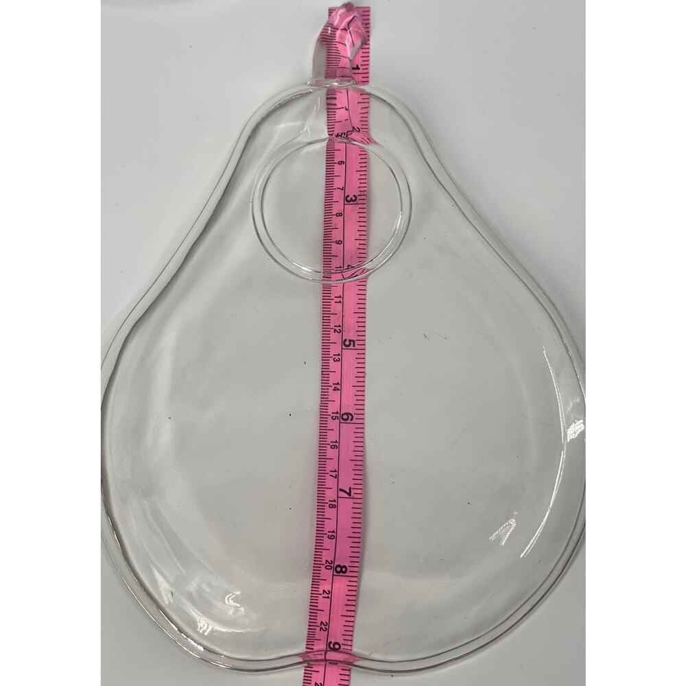 4 Set Vintage Lovely Glass Pear Shaped Snack Plates sandwich plate 8" x 6 3/4". - Picture 4 of 4